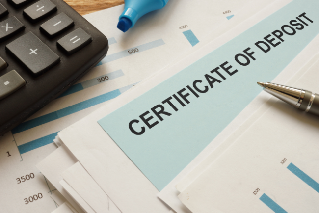 A photo of a Certificate of Deposit receipt.